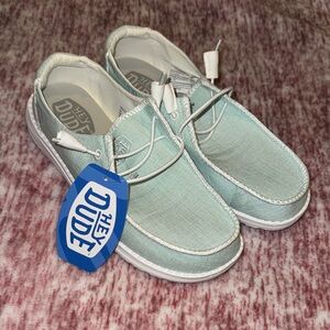 Hey Dude Women's Wally Slip-On Shoes in Light Teal Sky Blue